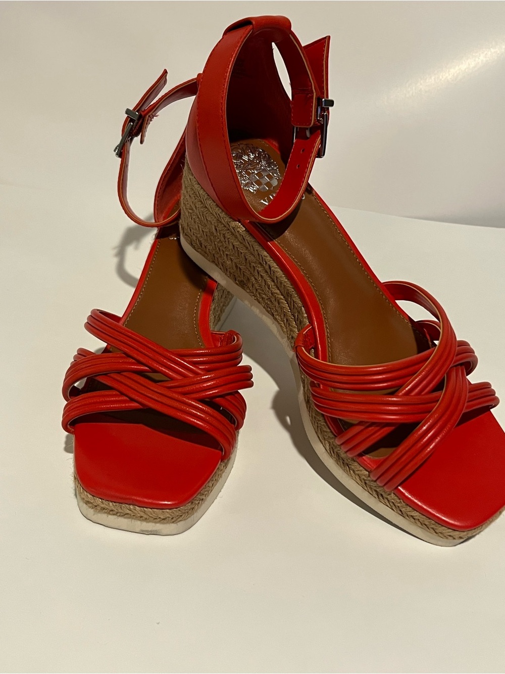 Vince Camuto Red Strappy Espadrille Wedge Sandals